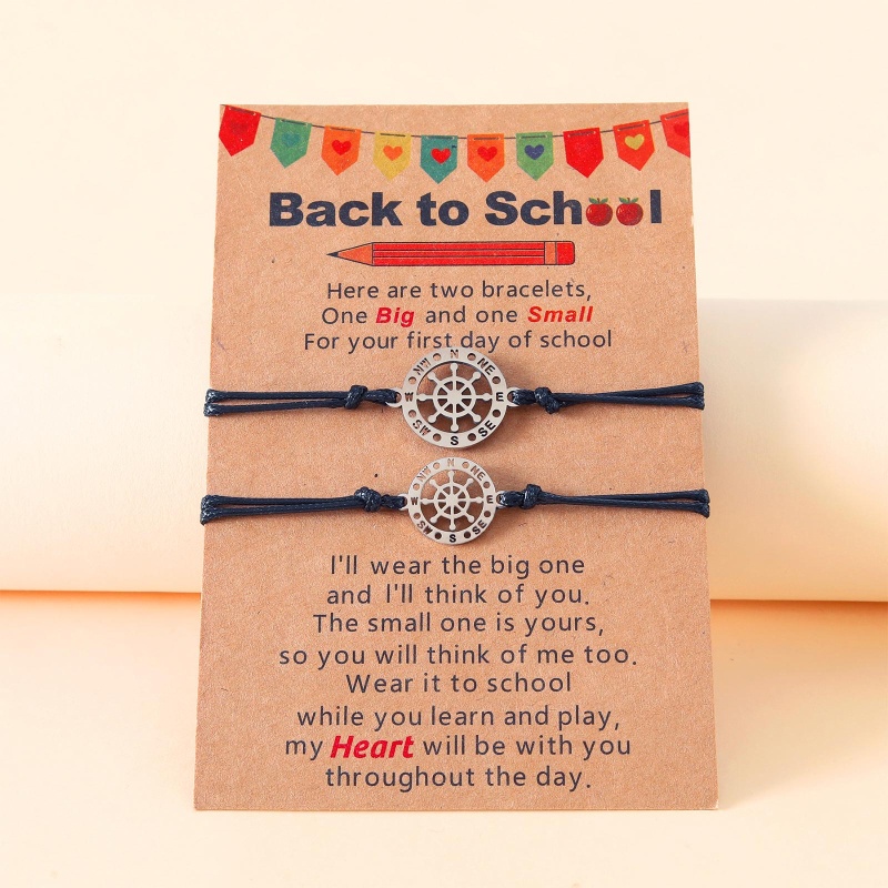 Flgo Vòng Tay Bện Bằng Thép Không Gỉ Hình Bánh Lái Xe Cho Gia Đình