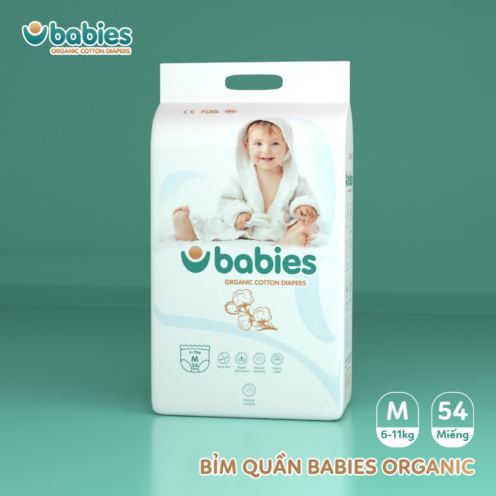 Tã Bỉm DÁN/QUẦN BABIES ORGANIC an toàn cho bé S66/M56/L46//M54/L50/XL46/XXL40 Bỉm xuka