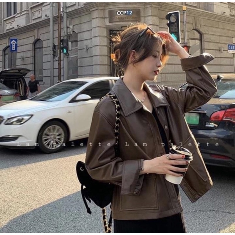 Áo da style Hàn cao cấp, chất da mềm mướt như bơ