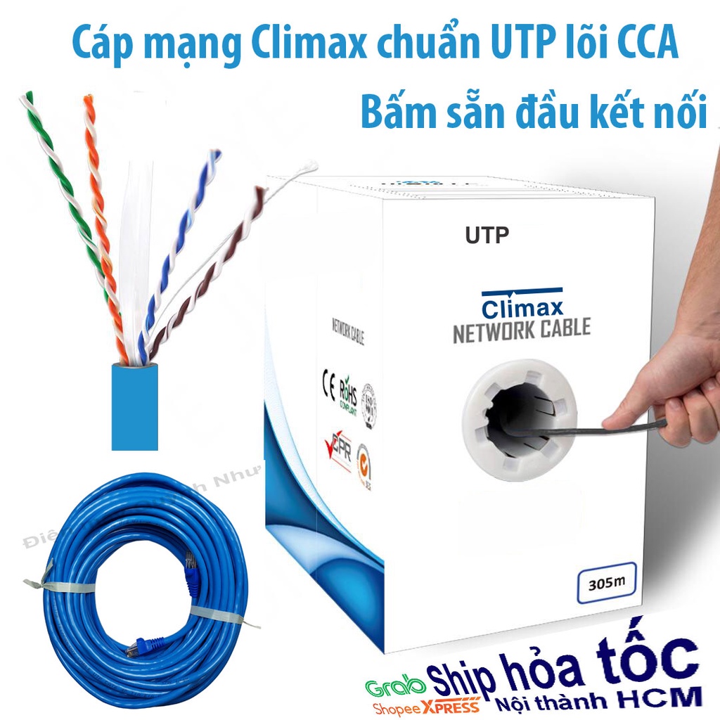 90m đến 120m cáp mạng Climax chuẩn UTP lõi CCA – cáp lan, dây lan