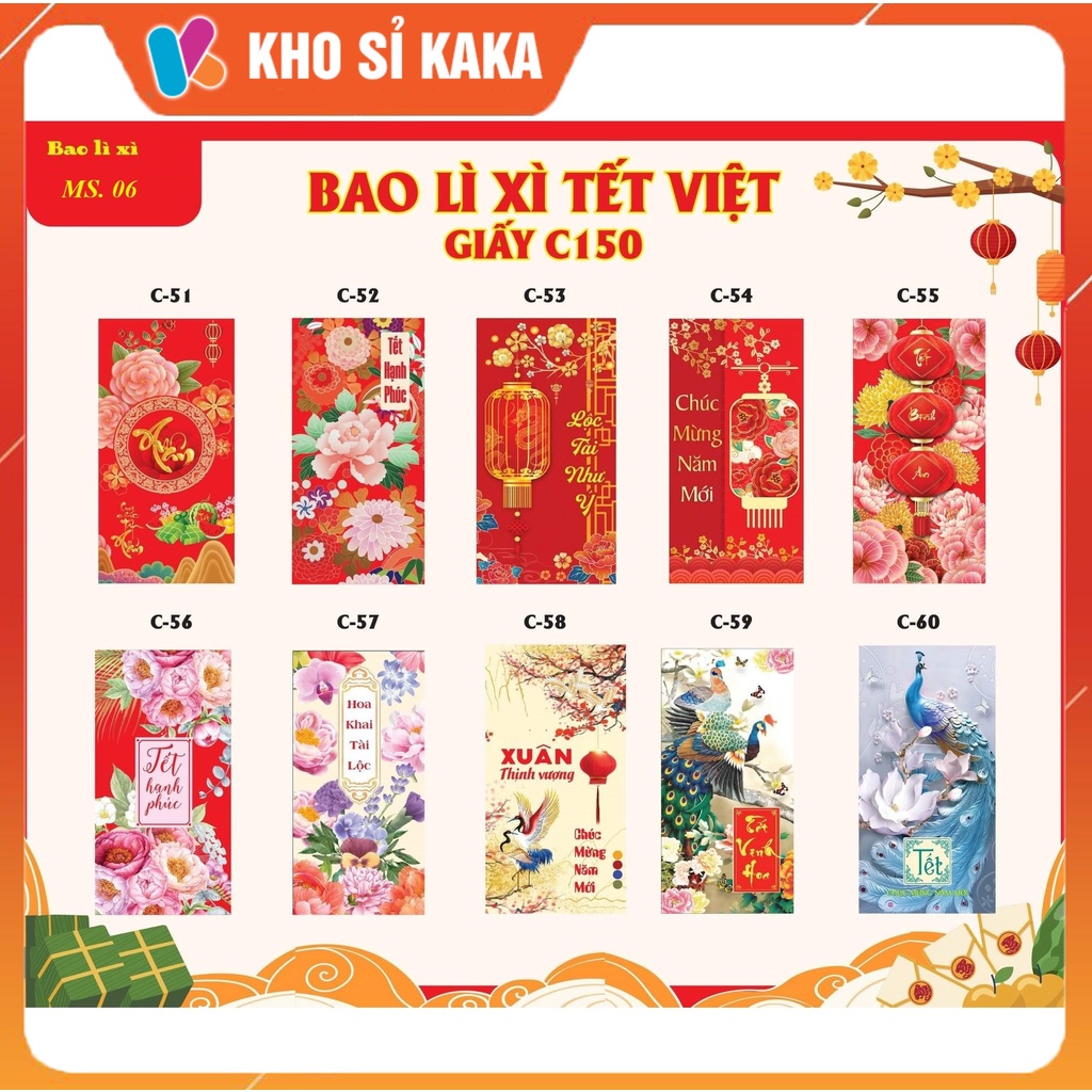Combo sỉ 500 bao lì xì tết lixi Qúy Mão