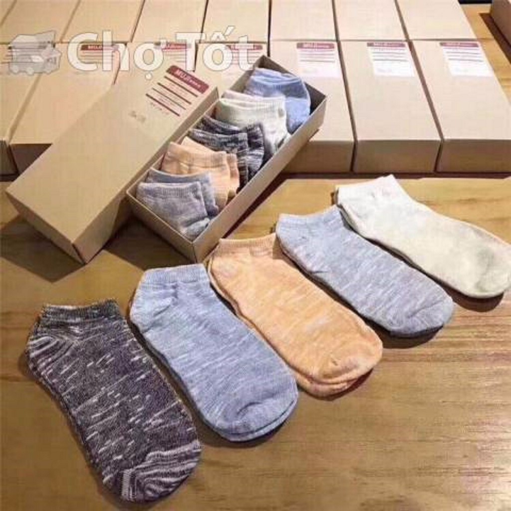 Hộp 5 đôi tất Muji Nhật cao cấp siêu đẹp dùng cho cả nam và nữ