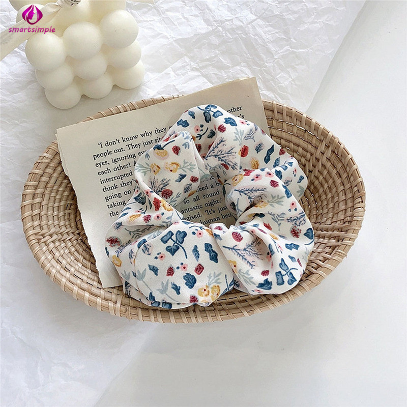 Dây Buộc Tóc Co Dãn Họa Tiết Hoa Phong Cách Retro Cho Nữ