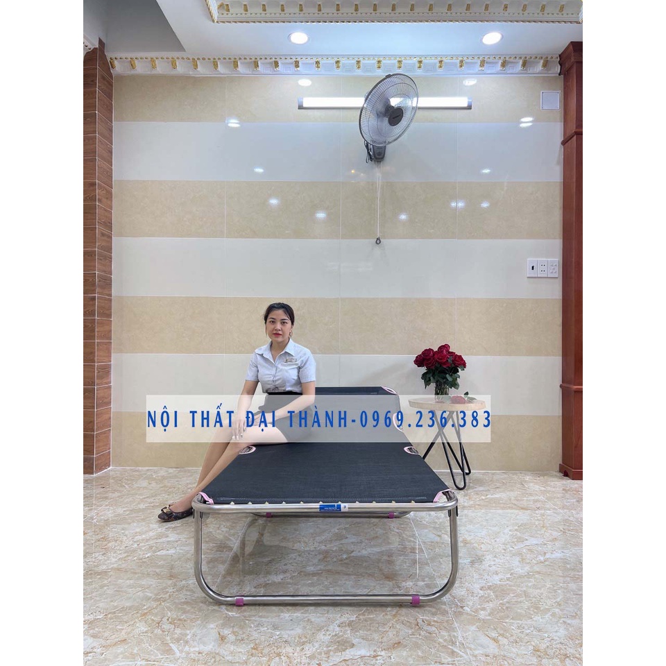 Giường xếp lưới khung inox cỡ đại - Free ship nội thành Sài Gòn