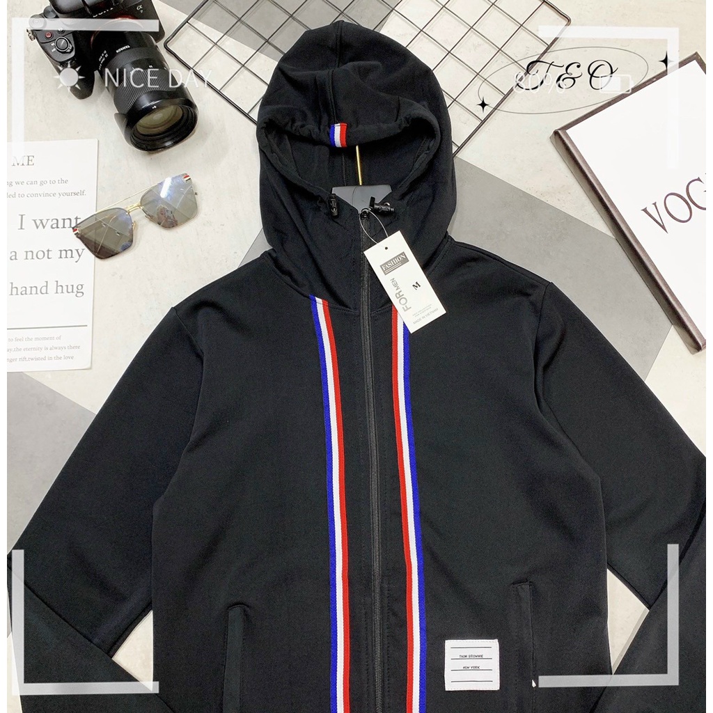 Áo chống nắng nam thời trang dài tay có mũ thom browne mẫu mời mùa hè 2022 thời trang hè full size 45-82kg