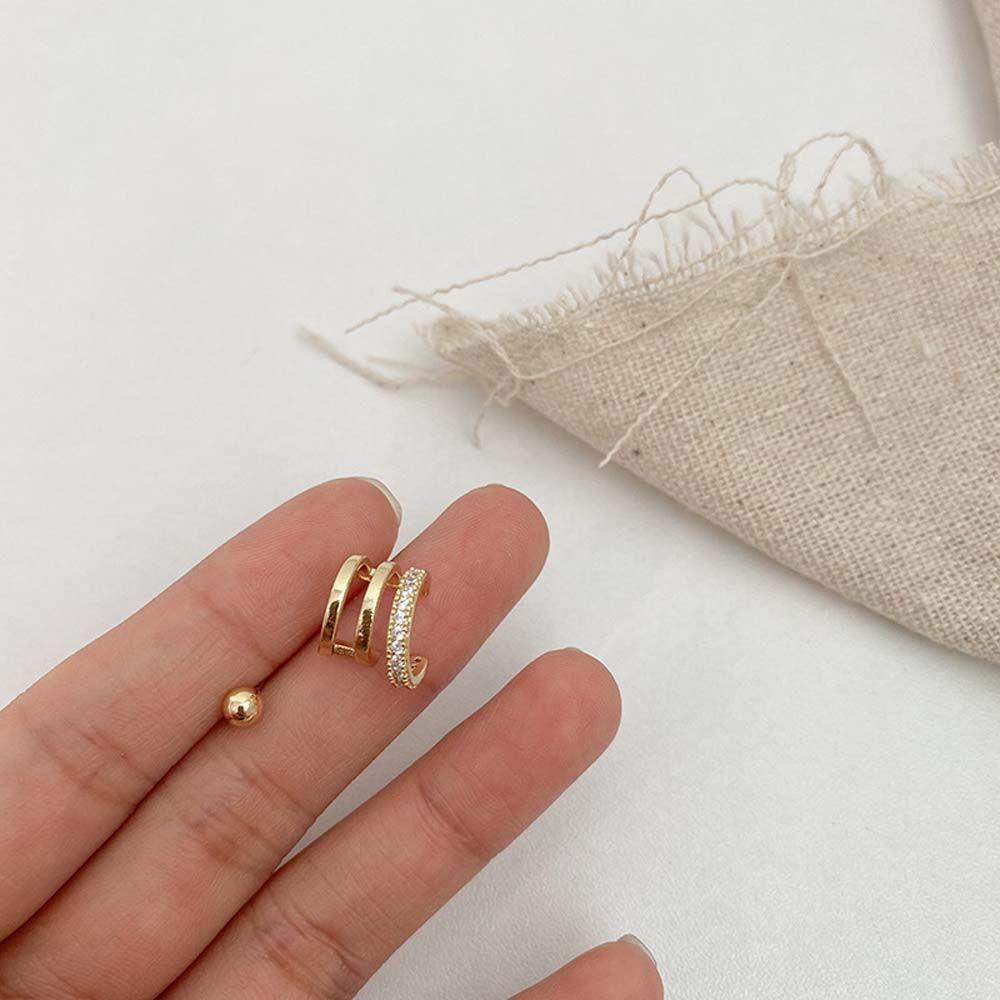 Set 2 Khuyên Vành Tai Đính Đá Zircon Phong Cách Punk Cá Tính Cho Nữ|Khuyên Kẹp Vành Tai Đính Đá Zircon Nhiều Màu Sắc Thời Trang