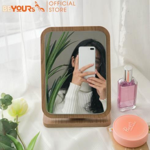 Gương Soi Để Bàn Trang Điểm Gỗ Mini BEYOURs - Phấn Mirror Nội Thất Decor Phòng Ngủ