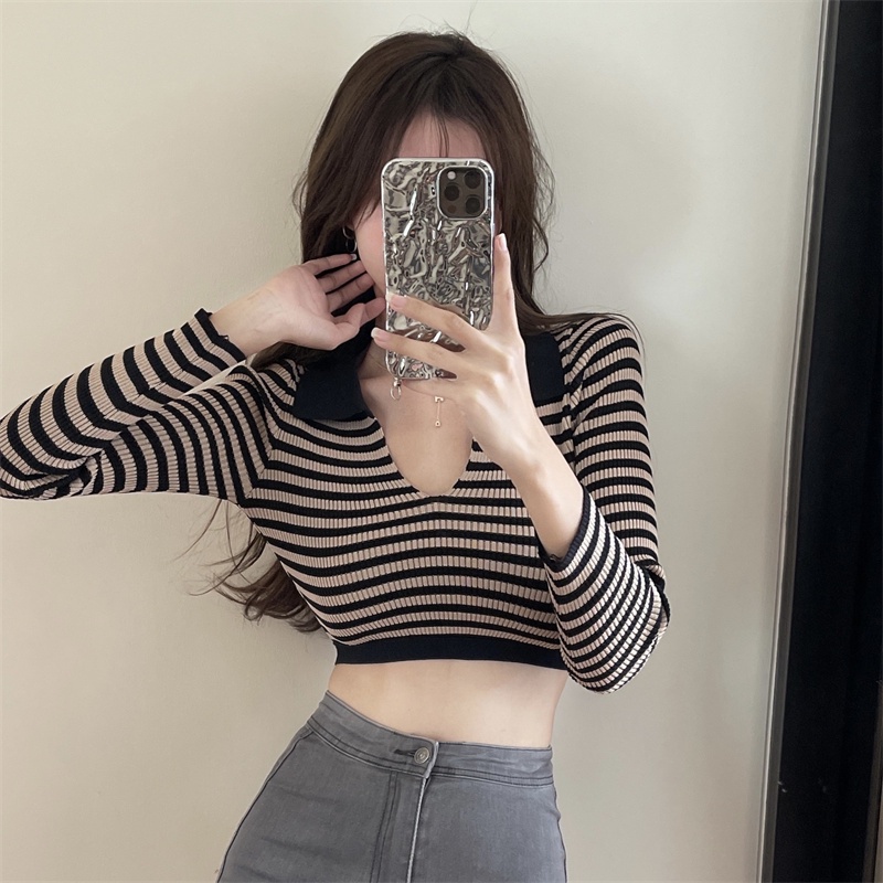 Áo Dệt Kim Tay Dài Hở Lưng Thời Trang Mùa Đông Cho Phái Nữ