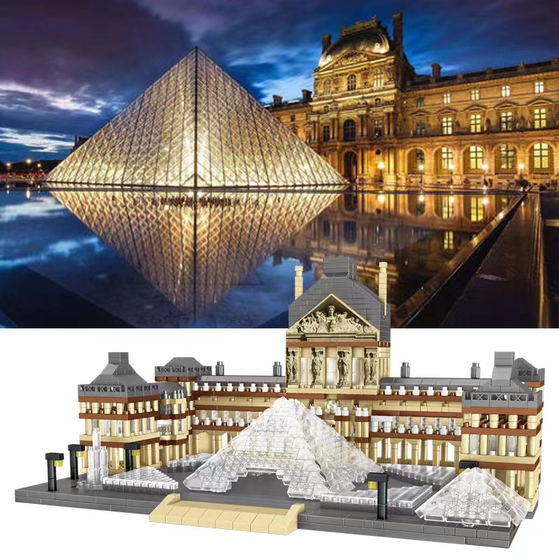 Đồ chơi lắp ghép kiến trúc thế giới cung điện louvre mô hình lâu đài cho người lớn xếp hình taj mahal diy nanoblock