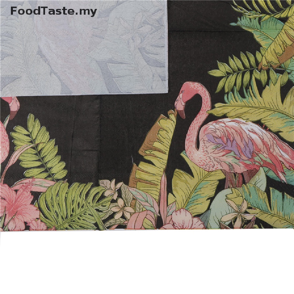 Set 20 khăn ăn in họa tiết chim hồng hạc phong cách Hawaiian