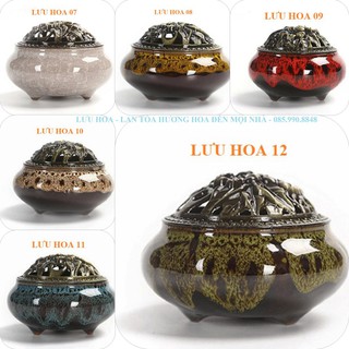 Xa kho Lư xông trầm hương đỉnh đốt nhang men rạn ngọc cao cấp có khay đốt trầm bằng bông - Rẻ, bền, đẹp .