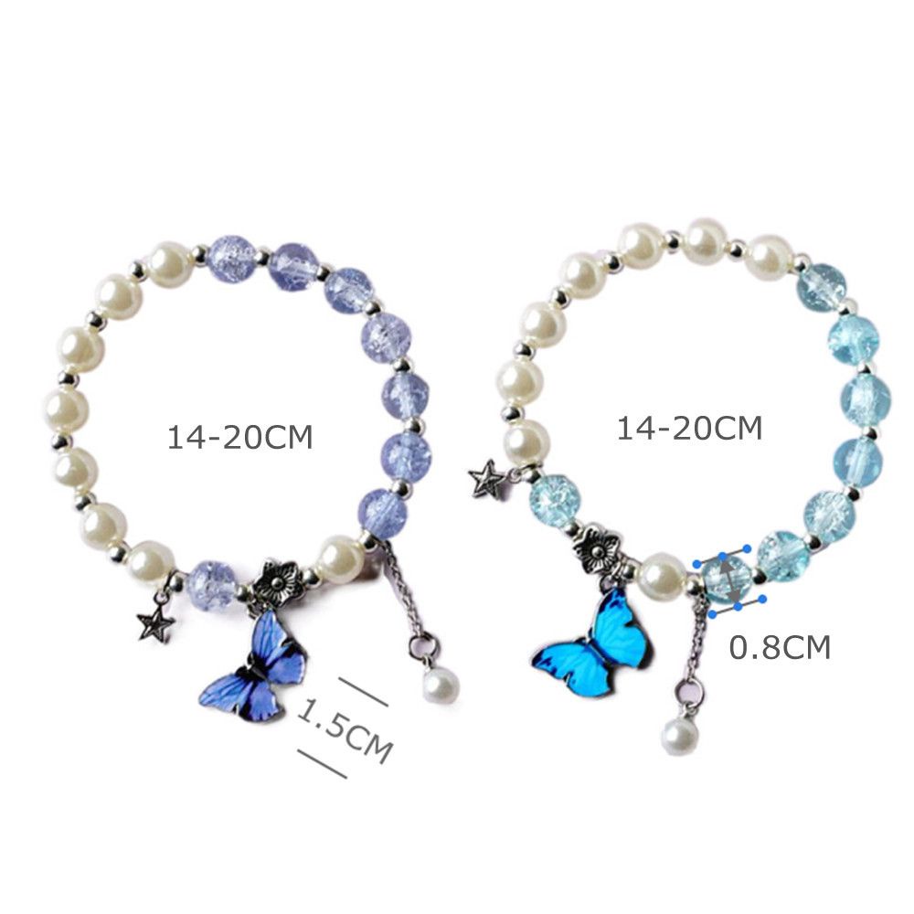 Vòng tay đính hạt mặt hình bướm có thể điều chỉnh cho cặp đôi/ bạn thân