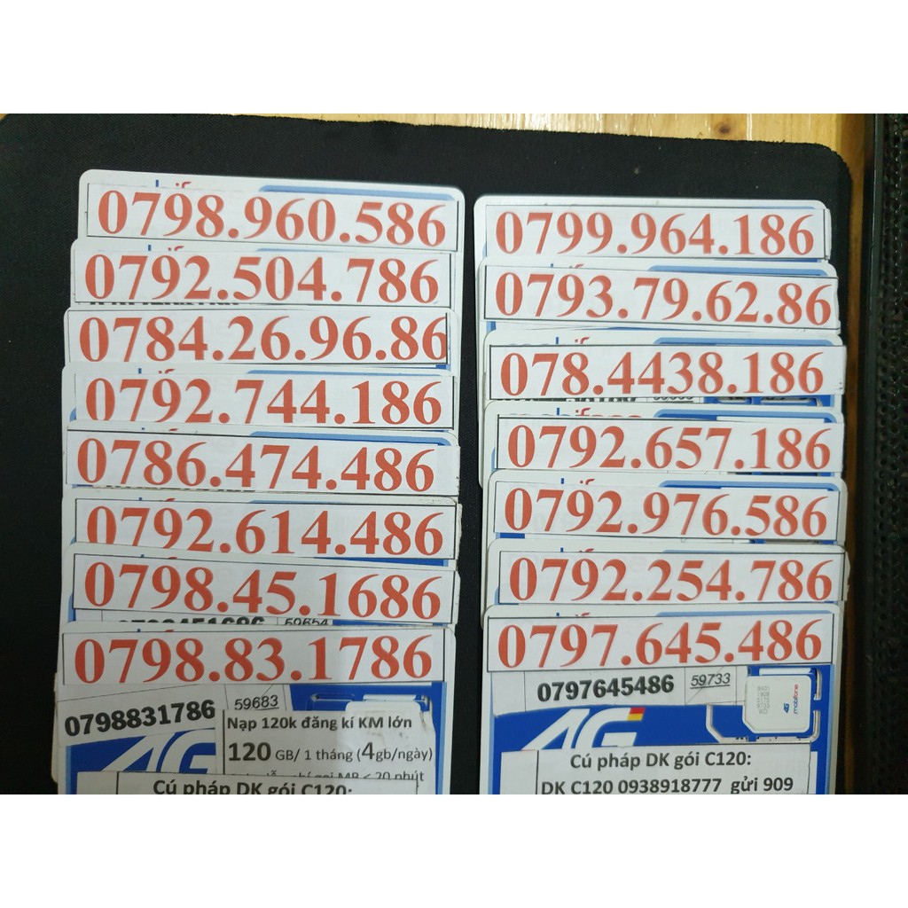 Sim Số Đẹp 4G MobiFone 120 GB/tháng - Sim 4G MobiFone gói cước C120 (4 GB/ngày) - List 2