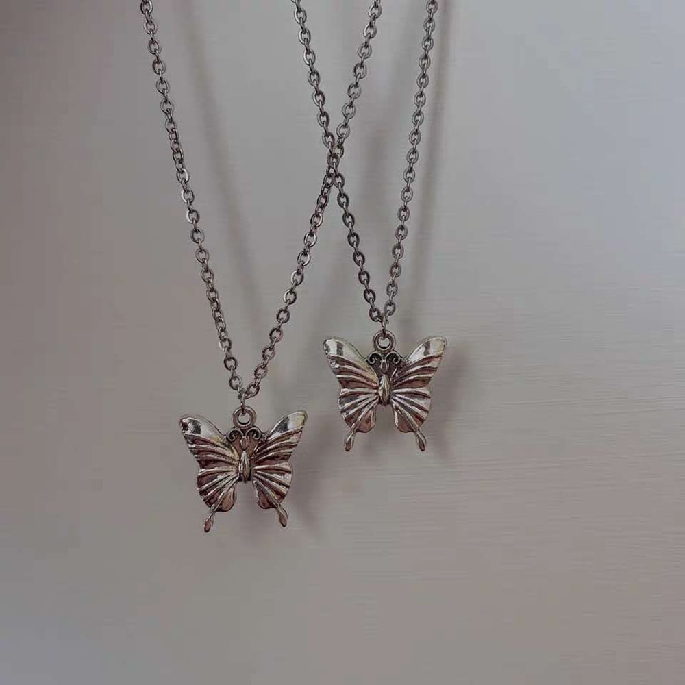 Dây Chuyền Mặt Hình Bướm Kim Loại Phong Cách Cổ Điển Cá Tính