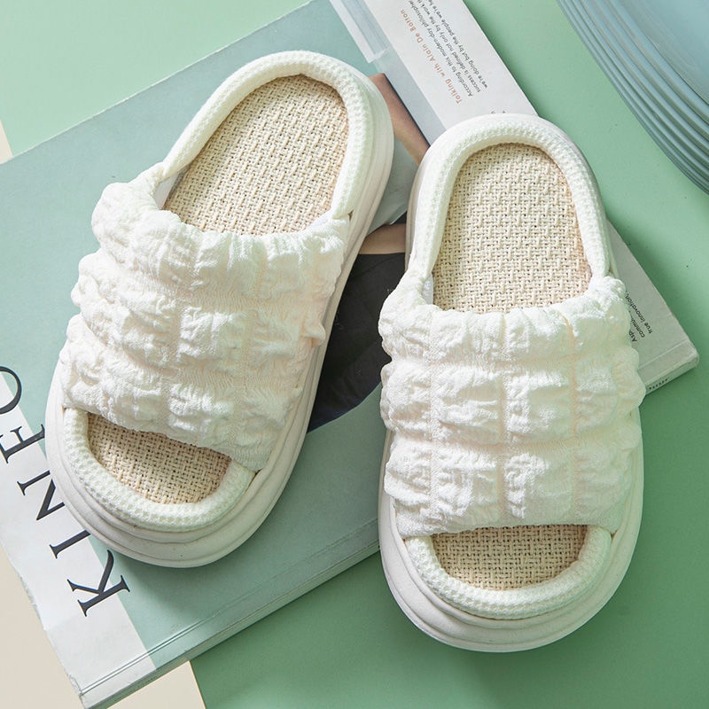 Oeteo Dép Xỏ Ngón Đi Trong Nhà Bằng Vải Lanh Màu Trơn Dành Cho Trẻ Em