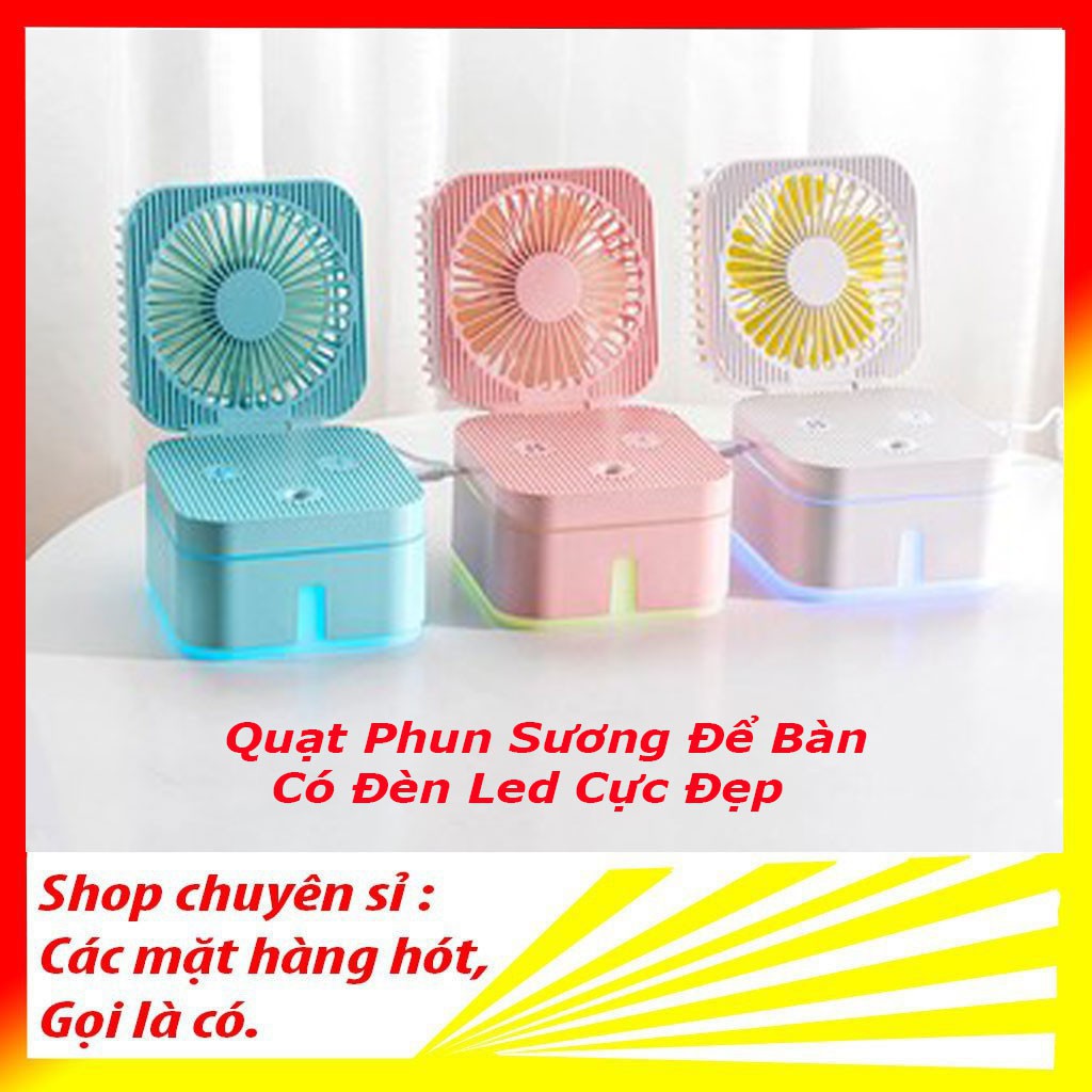 Quạt Phun Sương Để Bàn Có Đèn Led Cực Đẹp, Quạt Gấp Gọn Mini