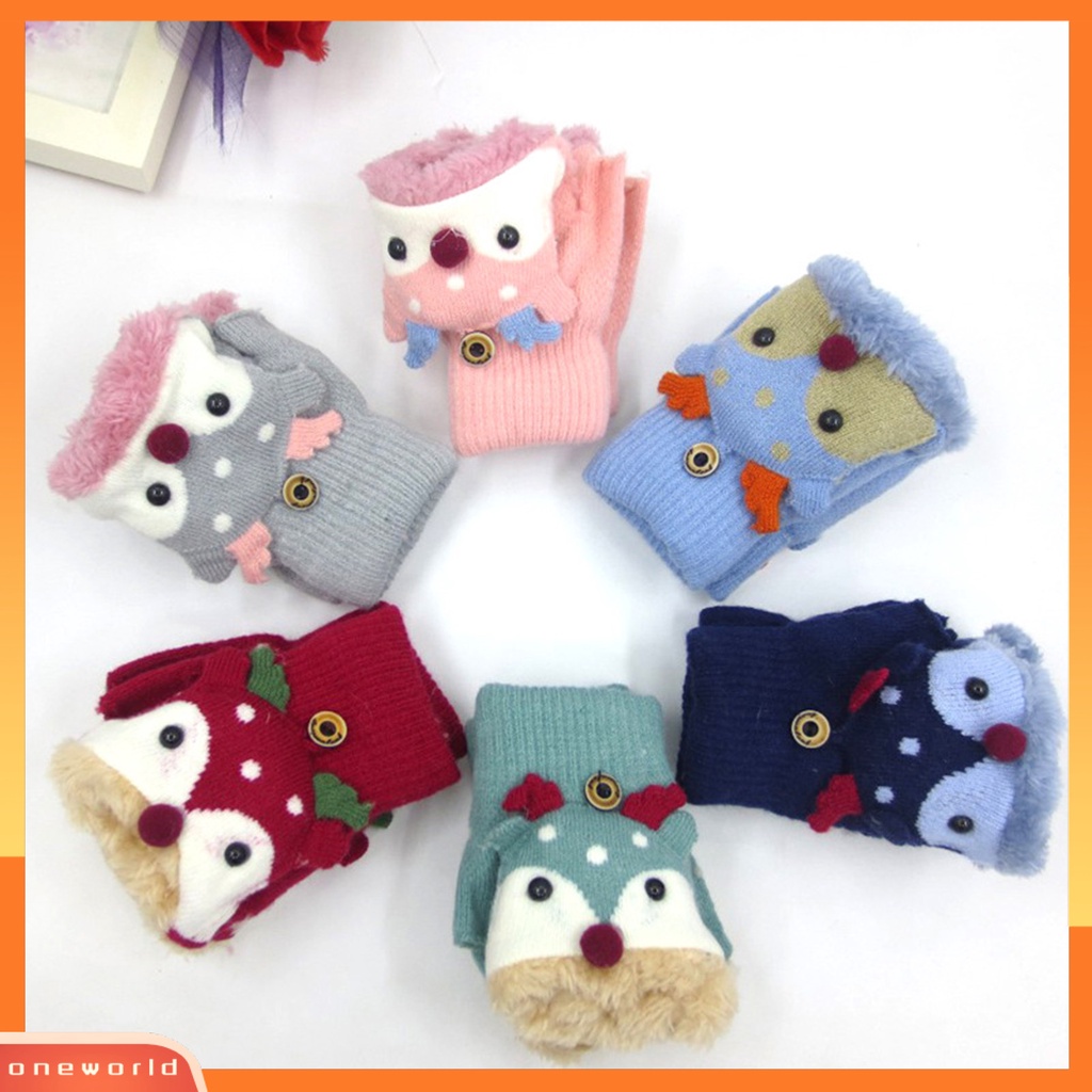 |Áo Thun In Hình ONEOR Thời Trang Năng Động| Găng Tay Len Hở Ngón Họa Tiết Tuần Lộc Hoạt Hình Dễ Thương Cho Bé