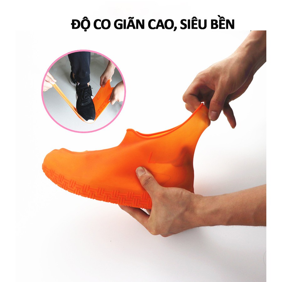 (Sỉ/lẻ) Bọc giày đi mưa chống thấm nước, chống trơn trượt, không rách (full size)