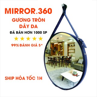 [Size D40,D50,D60cm] Gương Tròn Treo Tường Dây Da Cao Cấp, Mirror Decor 360