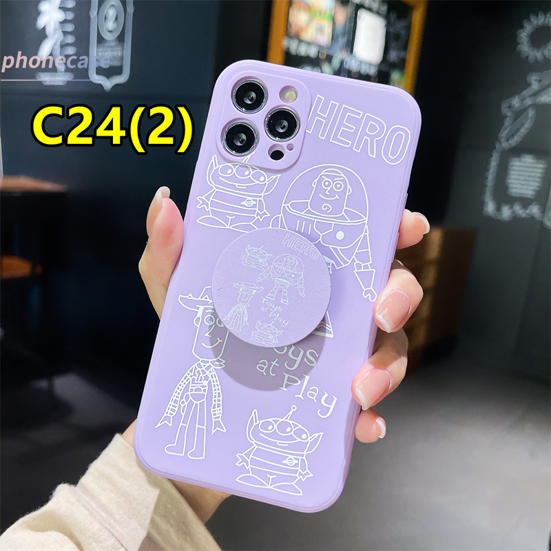 Casing Samsung A52 A32 A72 A12 A02S A50 A10S J7 Prime A51 J2 Prime A10 A125 A30 A50S A30S A20 M40S M10 M10S A205 M02S A025 F02S A305 Grand Prime Plus Winnie the Pooh Soft TPU Cover Stand Holder