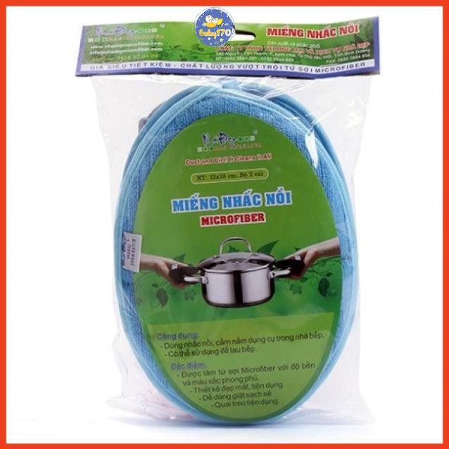 Combo 02 miếng Nhấc Nồi, nhắc nồi Tiện Dụng thương hiệu Nhà Đẹp (Sợi Microfiber Dễ Giặt)