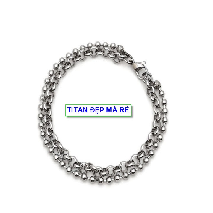 Lắc tay nam nữ mắt xích titan 2 tầng phối bi cá tính - Cam kết 1 đổi 1 nếu gỉ sét