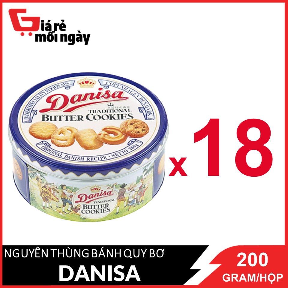 [Nguyên thùng] Bánh quy bơ Danisa Size nhỏ Hộp 200g X18