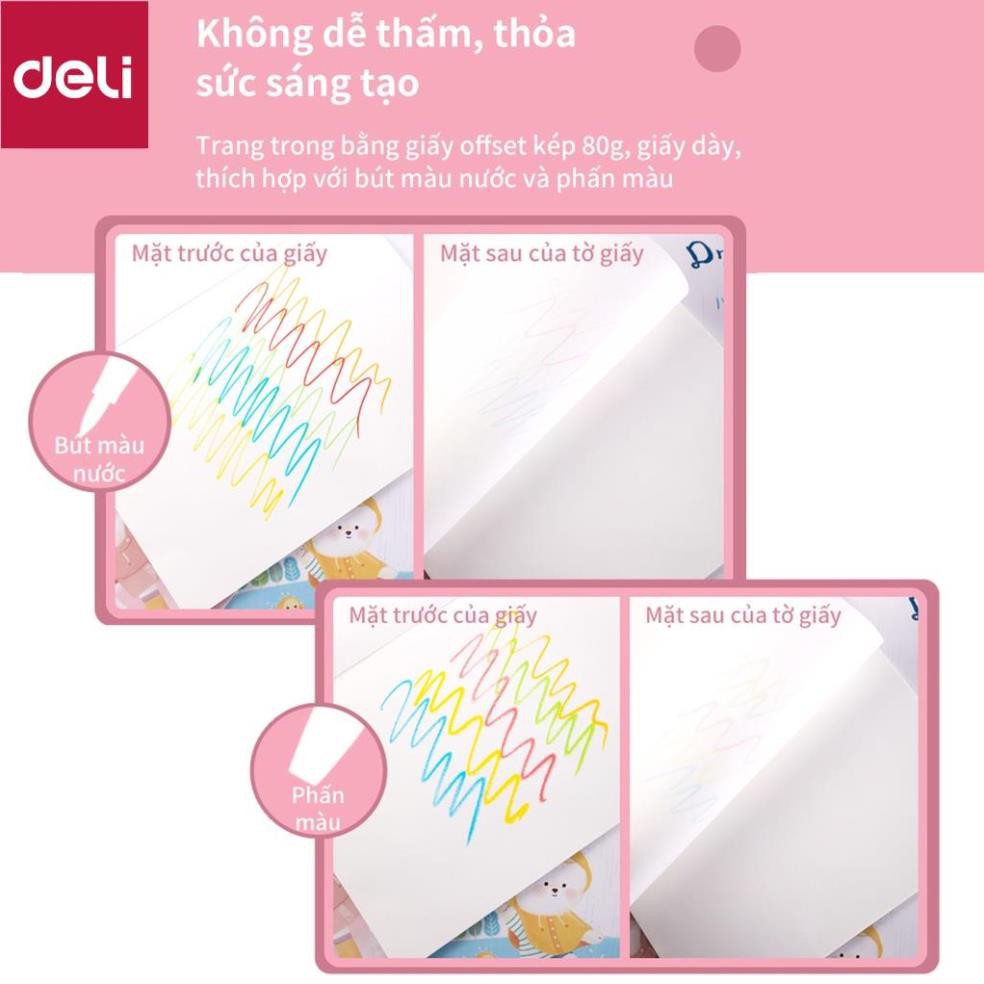 Vở vẽ học sinh A4 Deli 20 trang - Màu Hồng/Xanh - 1 quyển - 73382 [Deli]