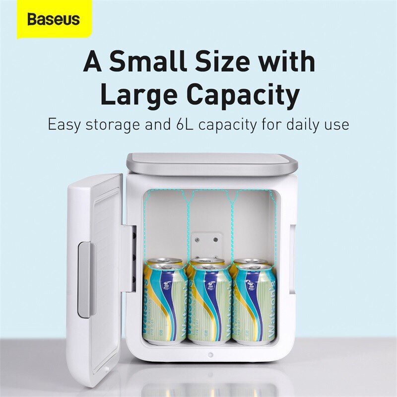 Tủ lạnh mini Baseus Igloo Mini Fridge for Students (6L, làm mát và giữ ấm, 220V) Dùng Trên Xe Hơi, Cho Gia Đình, Văn Phò