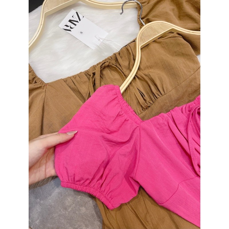 VNU240 - VÁY CỔ VUÔNG BUỘC NƠ NGỰC XẺ VẠT | BigBuy360 - bigbuy360.vn