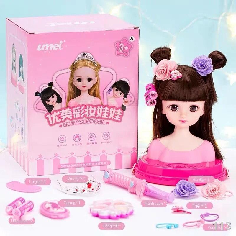 Tập Chải Tóc Bán Thân Barbie Bộ Trang Điểm Búp Bê Cô Gái Công Chúa Đồ Chơi Trẻ Em Món Quà Sinh Nhật 3 ~ 6 Tuổi