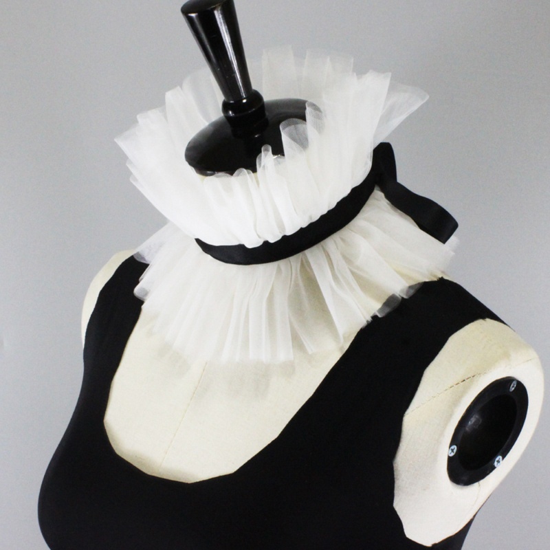 Cổ Áo Giả Đứng Phối Lưới Thắt Nơ Ruy Băng Hóa Trang Victoria Cổ Điển Cho Nữ