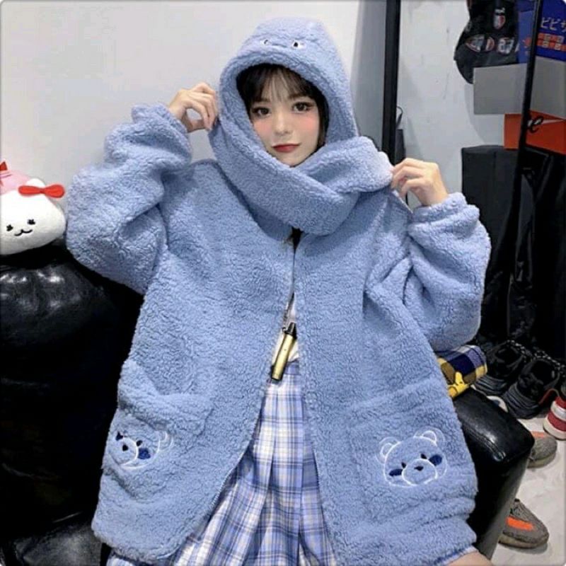 [Rẻ vô địch] Áo khoác lông gấu thêu cute 2 màu (Kèm video ảnh thật) | BigBuy360 - bigbuy360.vn