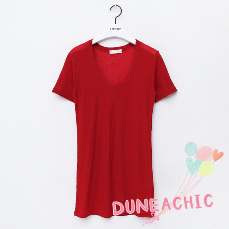 DUNEA Áo Thun Ngắn Tay Cổ Chữ V Khoét Sâu Gợi Cảm Dành Cho Nữ