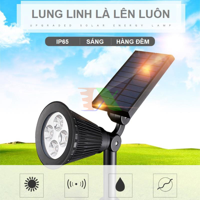 đèn chiếu sáng Led năng lượng mặt trời Dishun H5S-01 4 PHA LED tích điện, tự đông bật tắt - hàng nhập khẩu, có bảo hành