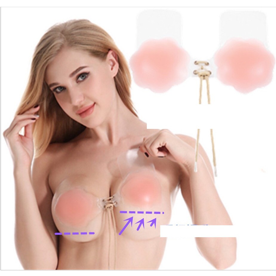 Miếng dán ngực , Miếng dán ti có dây rút tạo khe, nâng ngực