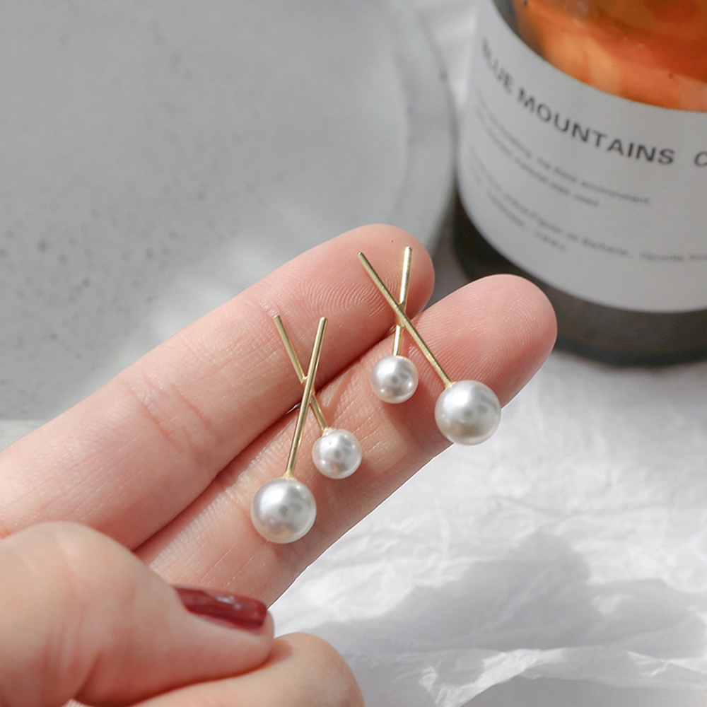 Hoa tai dáng dài đính ngọc trai nhân tạo thời trang