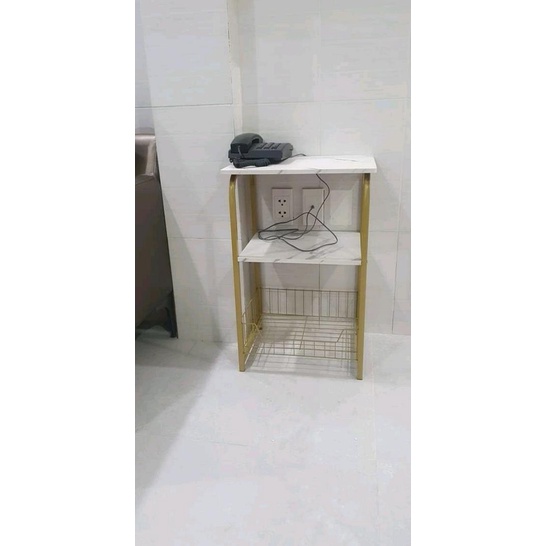 Bàn Uống Trà Bên Sofa Gồm 2 Tầng Kệ Trà Và Sách Kiểu Dáng Vintage Decor Phòng Ngủ Phòng Khách - ASBK2010