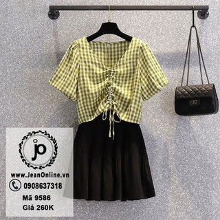 Áo kiểu caro rút dây (MS 9586)