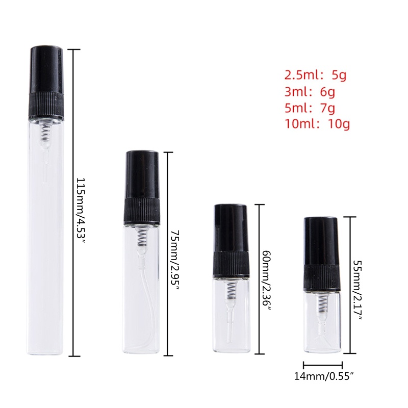 Set 10 Lọ Thủy Tinh Rỗng Mini Dạng Nhấn Đựng Mẫu Thử Mỹ Phẩm