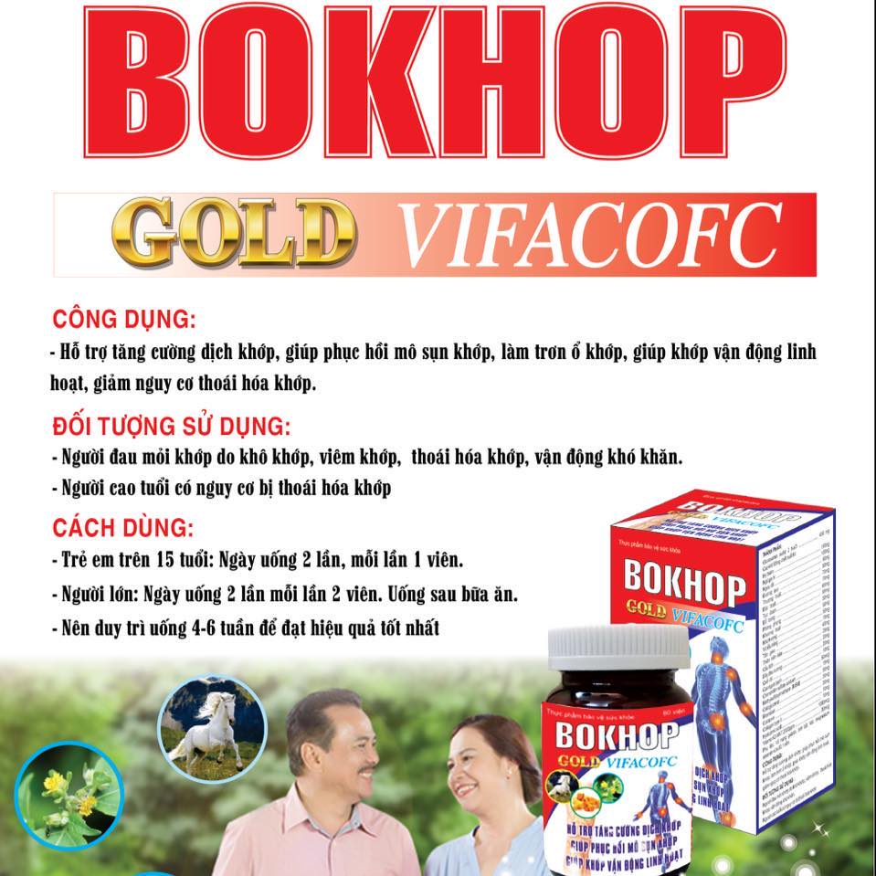 Bonekhop VIFACO hỗ trợ giảm đau khớp, thoái hóa khớp hộp 60 viên NT029