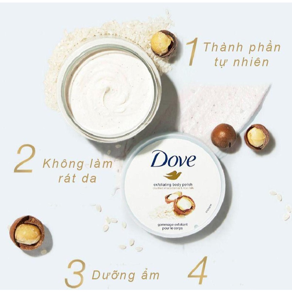Tẩy da chết body Dove Exfoliating Body Polish 225ml