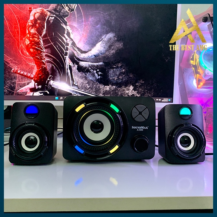 Loa Máy Tính Bluetooth Để Bàn LED RGB 2.1 Soundmax A600 Loa Vi Tính Nghe Nhạc Laptop Pc Gaming Có Dây