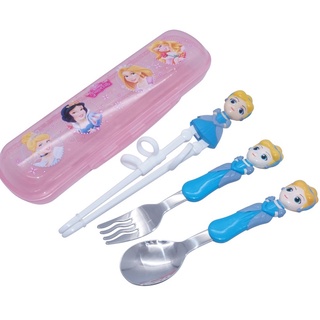 Set muỗng nĩa đũa tập ăn 3D Disney gồm Elsa, Anna, các nàng công chúa...kèm hộp đựng cho bé