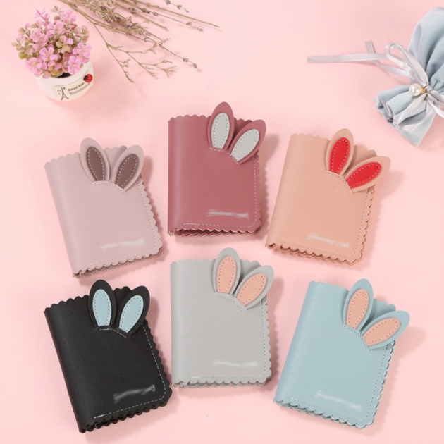 Ví ngắn cầm tay bóp mini đẹp giá rẻ nhiều ngăn tai thỏ dễ thương Rabbit103 - TOMATO Fashion