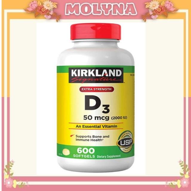 Vitamin D Kirkland D3 50mcg 600 viên của Mỹ MOLYNA