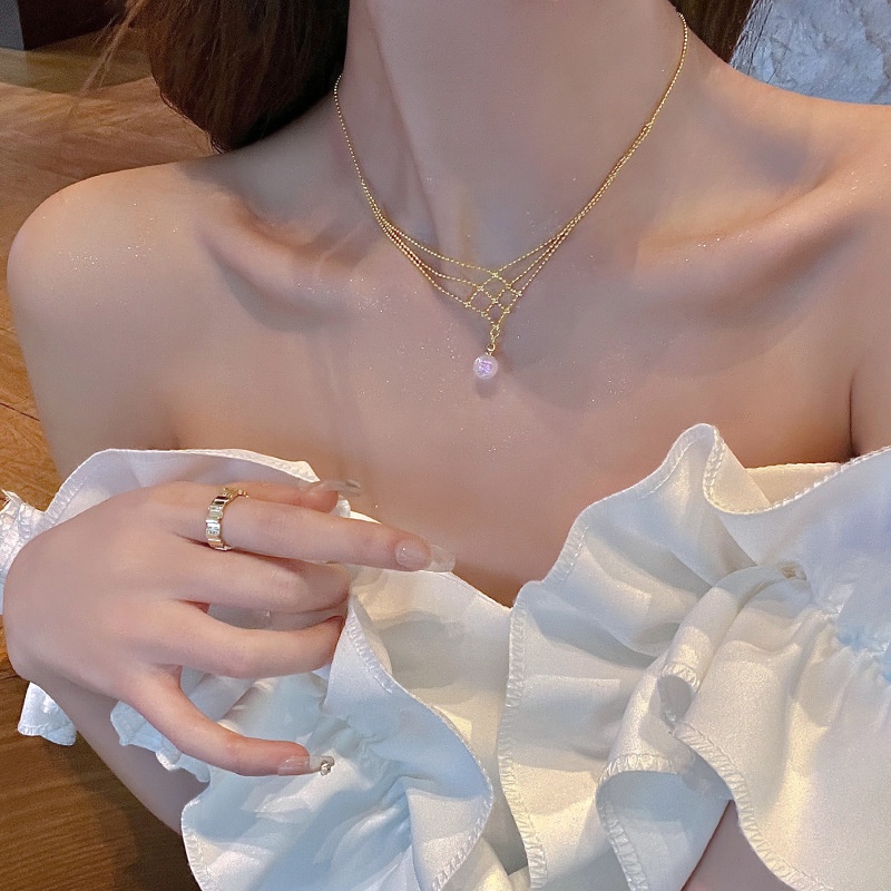 Vòng Cổ Choker Ren Nhiều Lớp Đính Ngọc Trai Thời Trang 2022