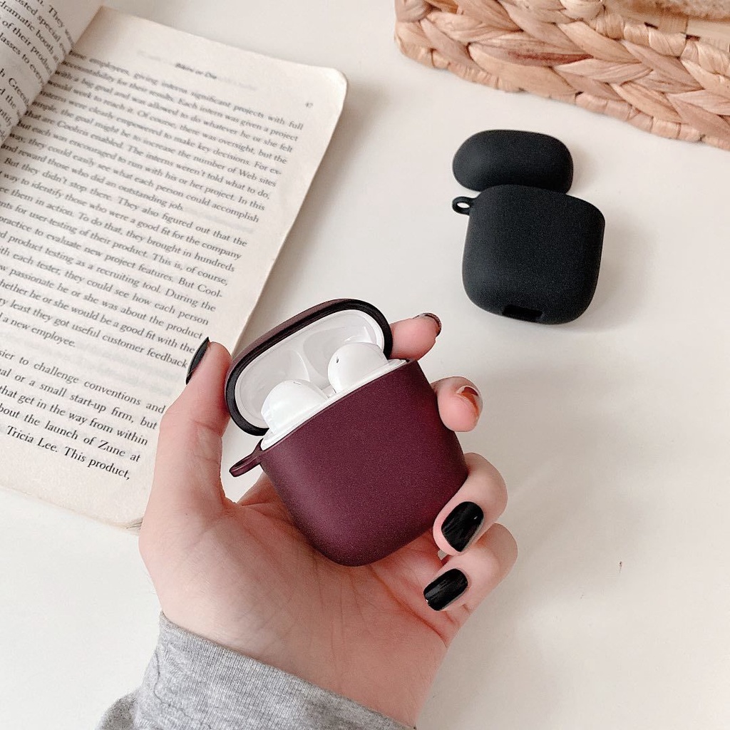 Ốp bảo vệ tai nghe màu trơn nhám có móc thời trang cho Baseus W04 TWS Baseus W04 Pro