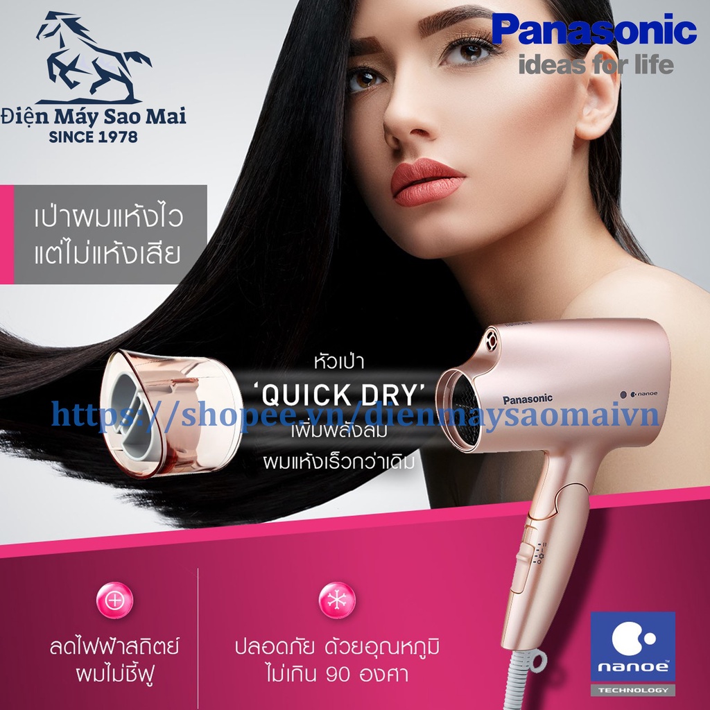 Bảo hành chính hãng - Máy sấy tóc Thái Panasonic EH-NA27 PN công nghệ sấy Nanoe bảo vệ tóc