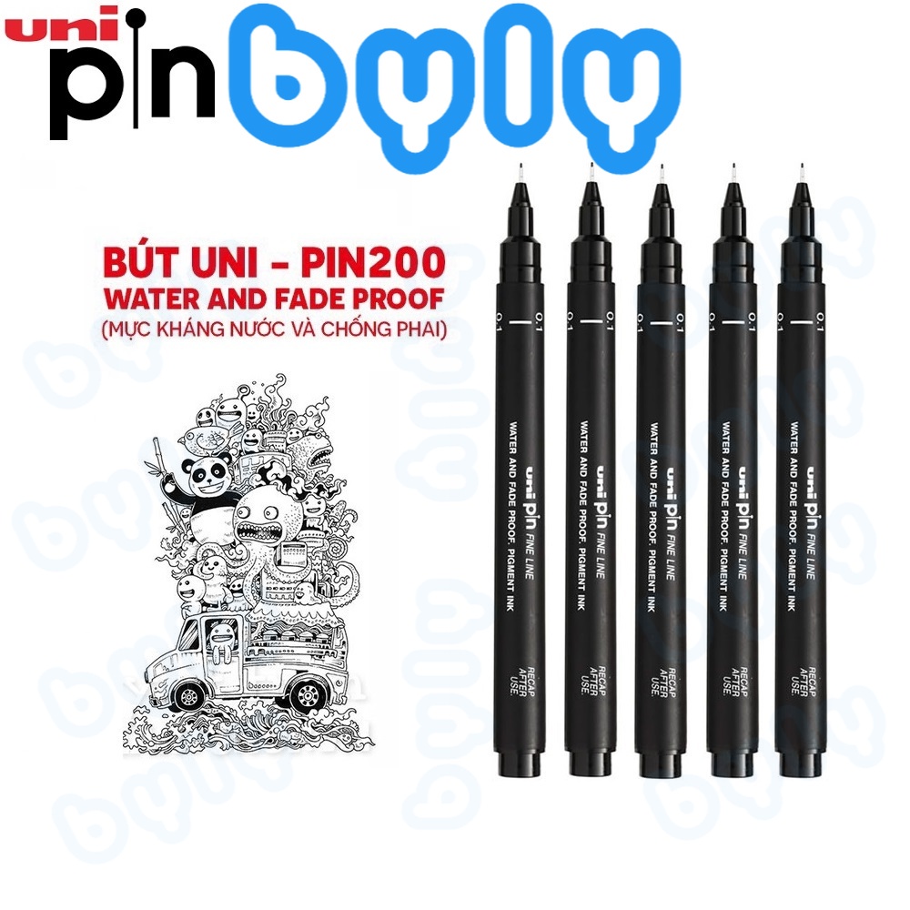 Bút line đi nét - vẽ kỹ thuật Uni Pin 200, sản phẩm chính hãng chất lượng cao - ByLy Store